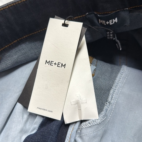 ME+EM NWT A-Line Multi Tone Blue and Black Denim Midi Skirt Size US10 - Picture 5 of 11